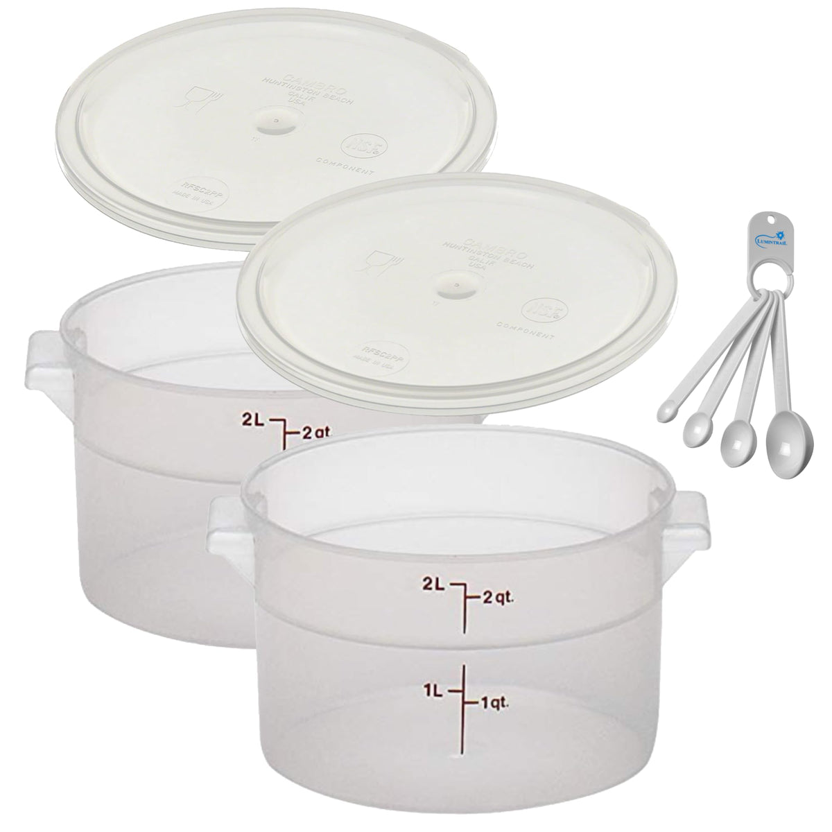 Lumintrail contenedor redondo 2qt translucido para almacenamiento durable