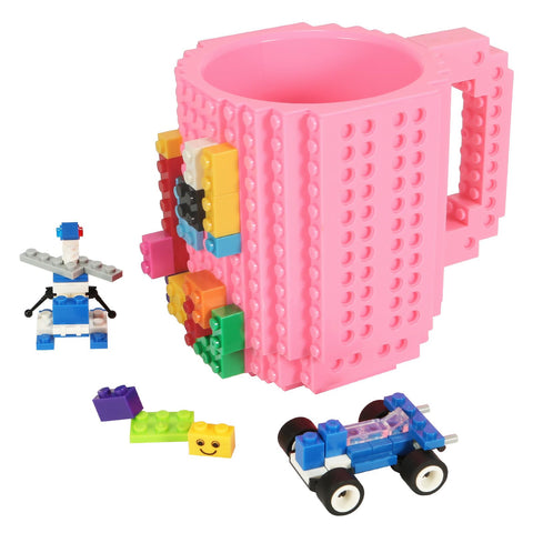Taza Lumsburry con bloques rosa, diseño frontal para personalizar tu bebida.