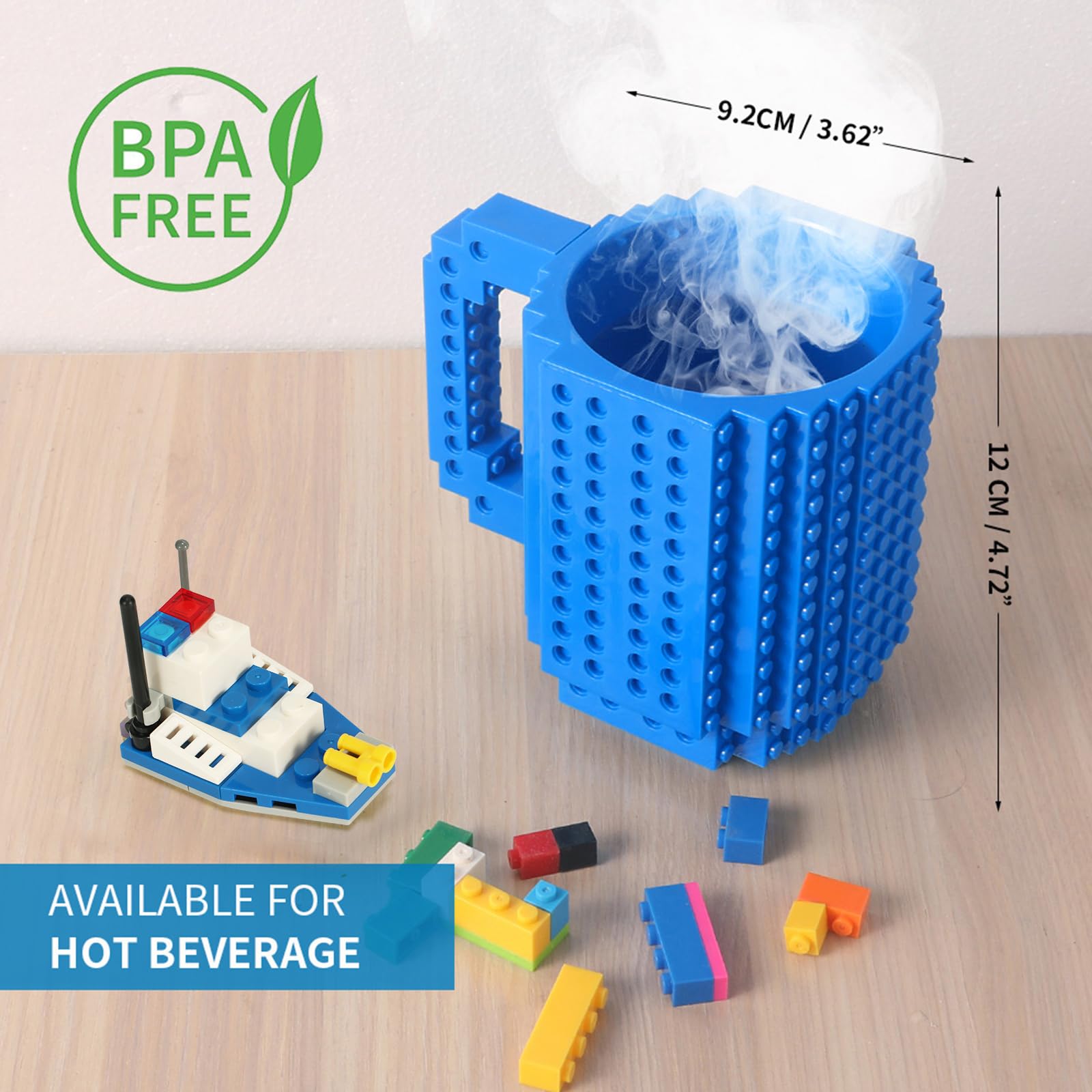 Taza Lumsburry con bloques detalle azul, diseño que estimula la creatividad diaria
