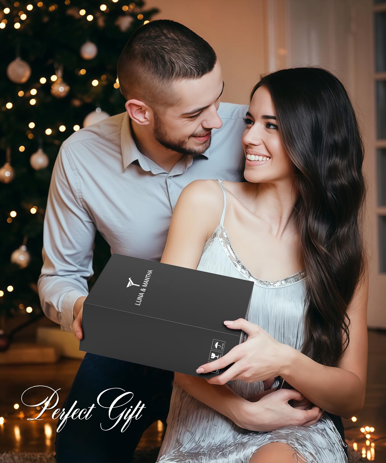 Presentación elegante Luna y Mantha en caja regalo.