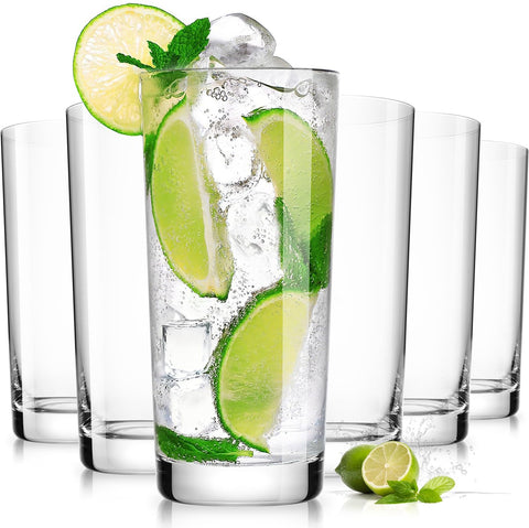 Vasos luna y manta alta 16oz, set de 6, perfectos para agua o cócteles.