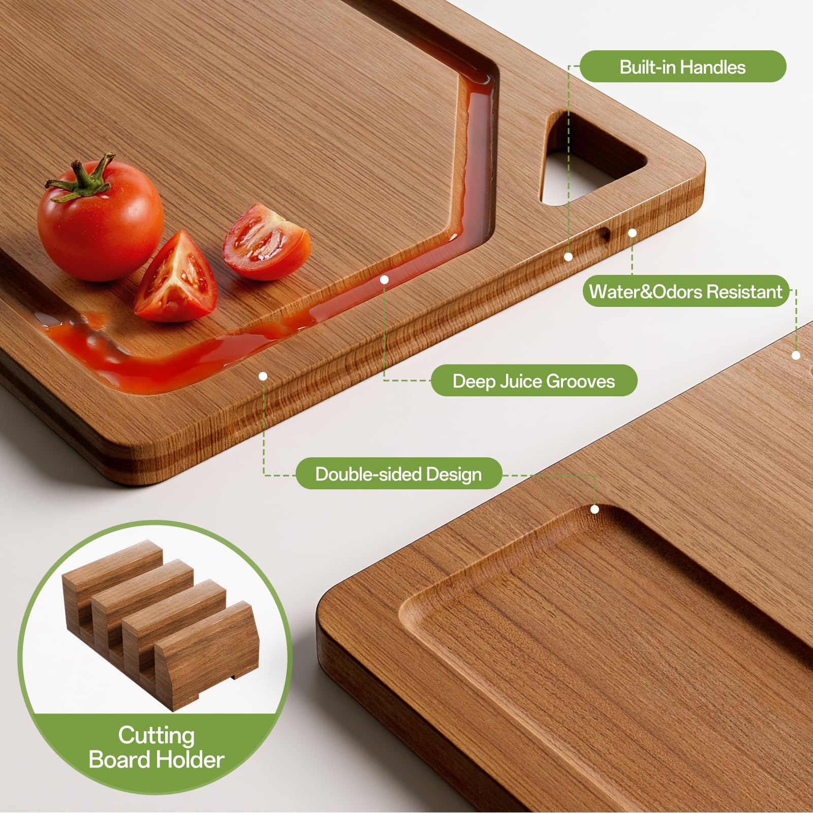 Tabla LunaHush con soporte para almacenamiento y servicio.