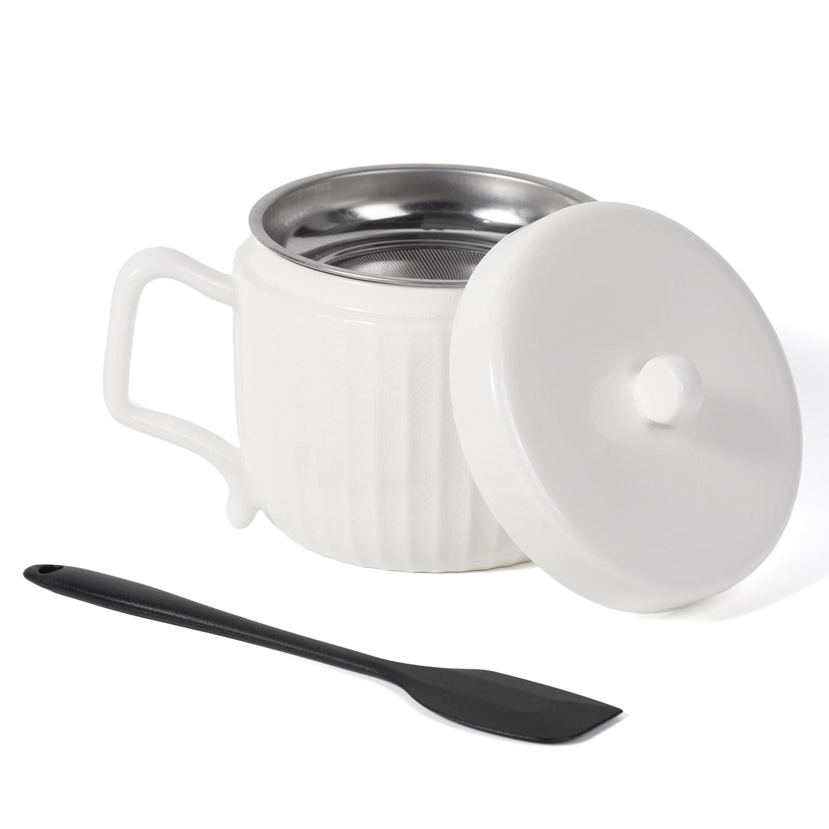 Lunavita bote frontal mostrando tapa y asa para almacenamiento seguro