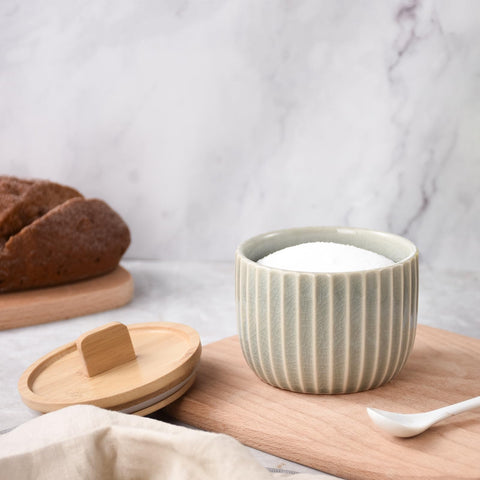 Tapa de bambú Lunavita ergonómica para condimentos en cocina