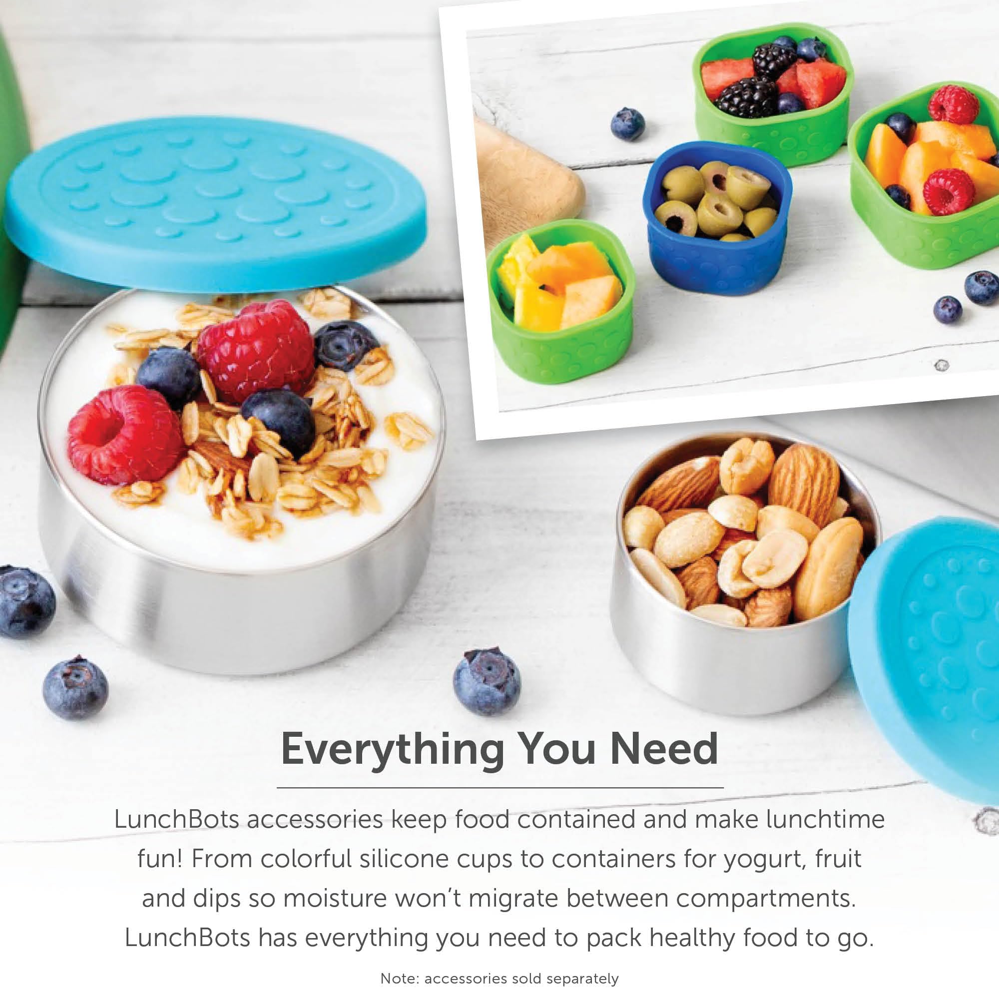 LunchBots Large Trio, opción ecológica reutilizable para reducir desechos.