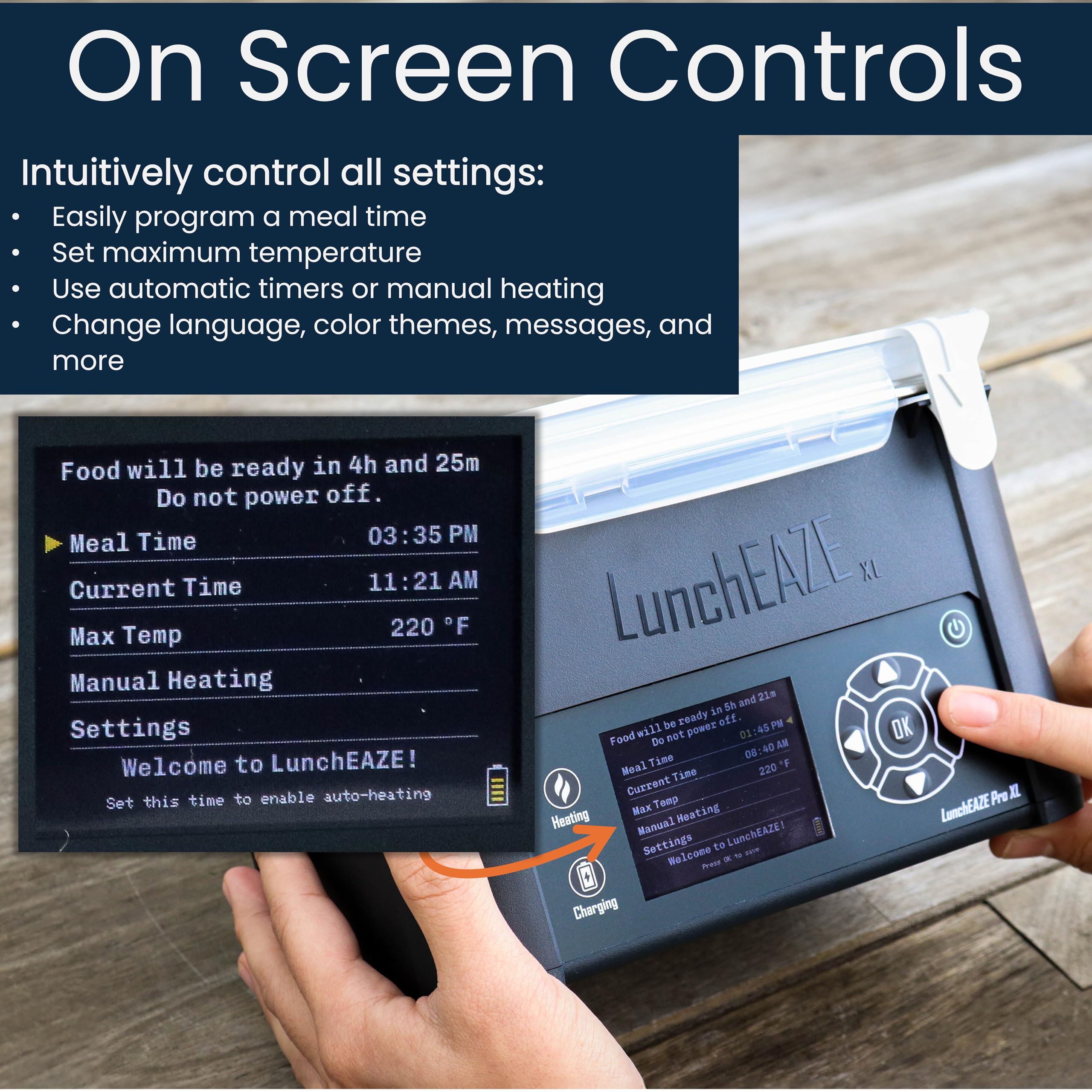LunchEAZE XL, cierre doble y portabilidad para seguridad.