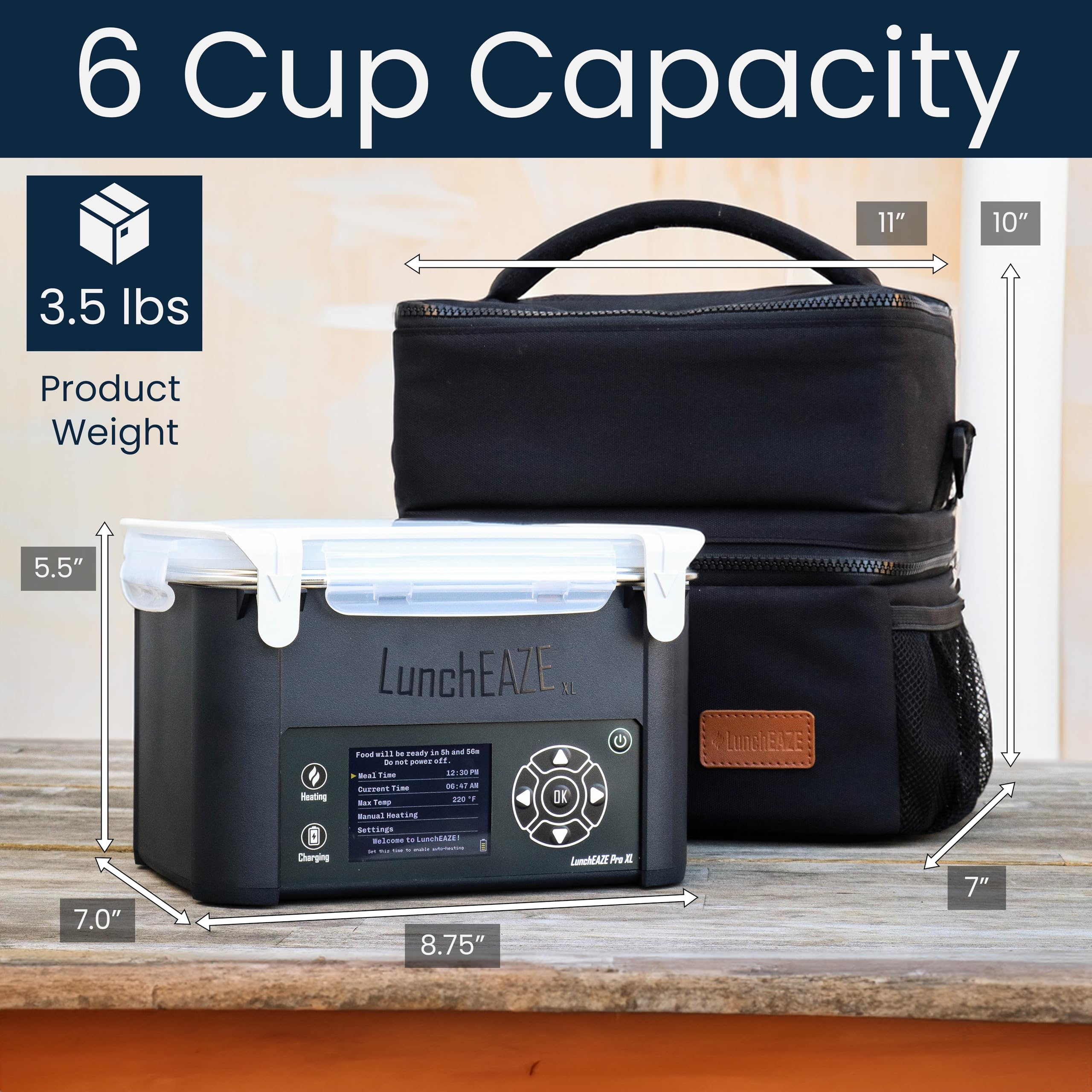 LunchEAZE XL, contenedor de acero inoxidable 304, libre de BPA.