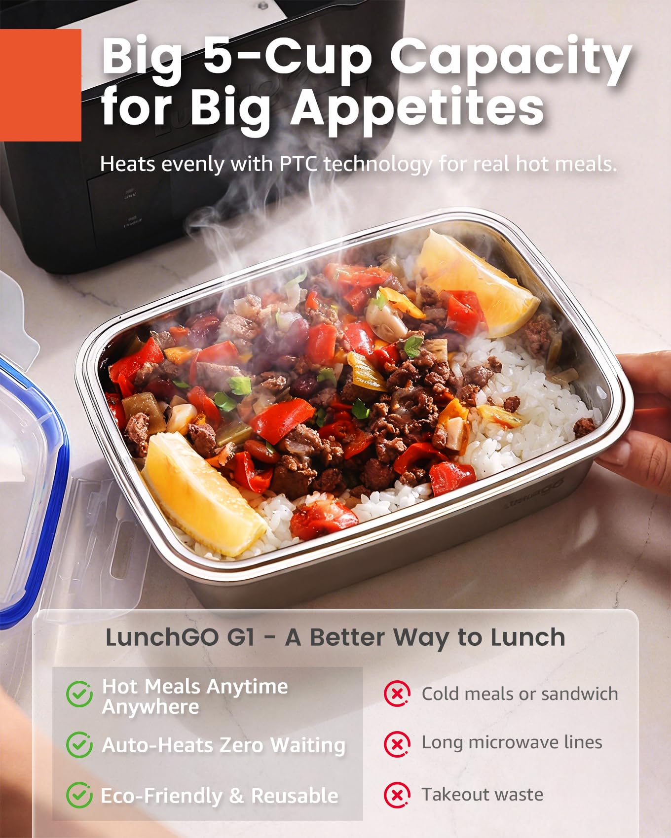 LUNCHGO G1-Standard interior de acero 316 ofrece seguridad y durabilidad