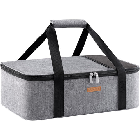 LUNCIA Portacazuela aislada exterior gris, transporte cómodo para comidas en cualquier evento.
