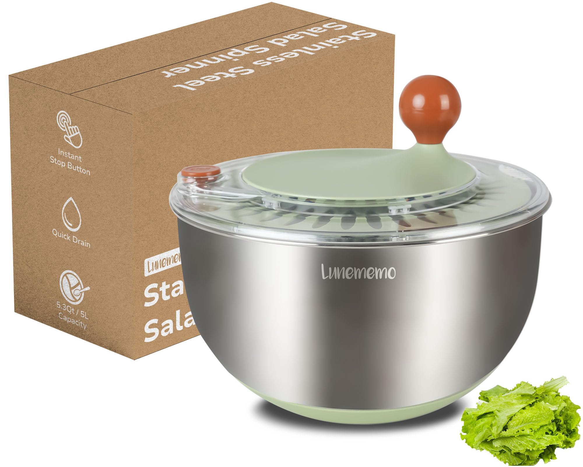 Lunememo ensaladera acero inoxidable 5,3 qt, duradera.