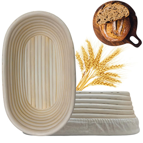 Banneton oval Lungar de 10 pulgadas con forro, ideal para pan fresco.
