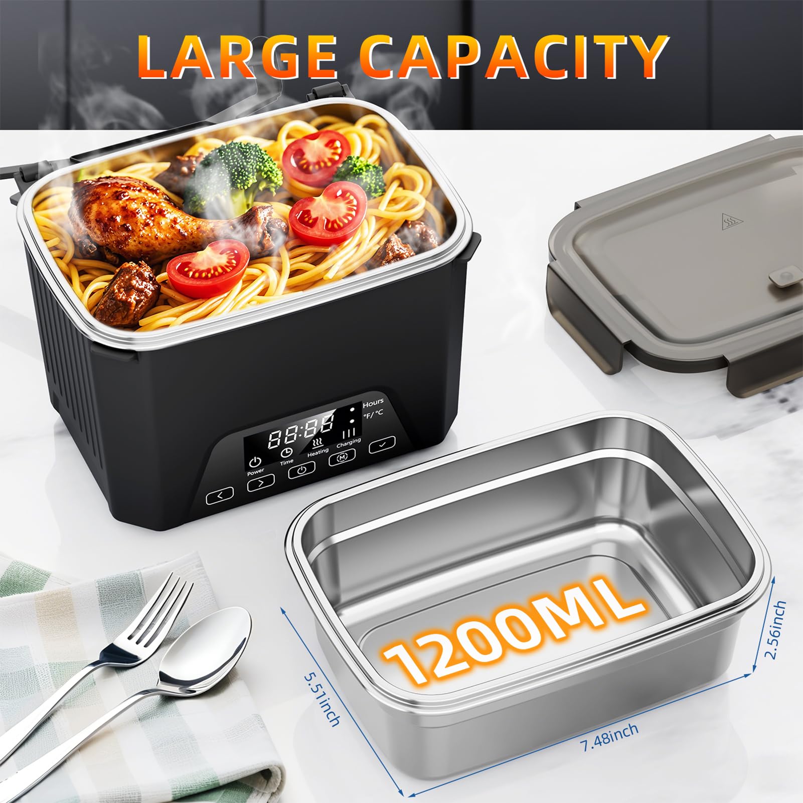 La Lunheat caja de almuerzo calienta automáticamente para comidas a tiempo.