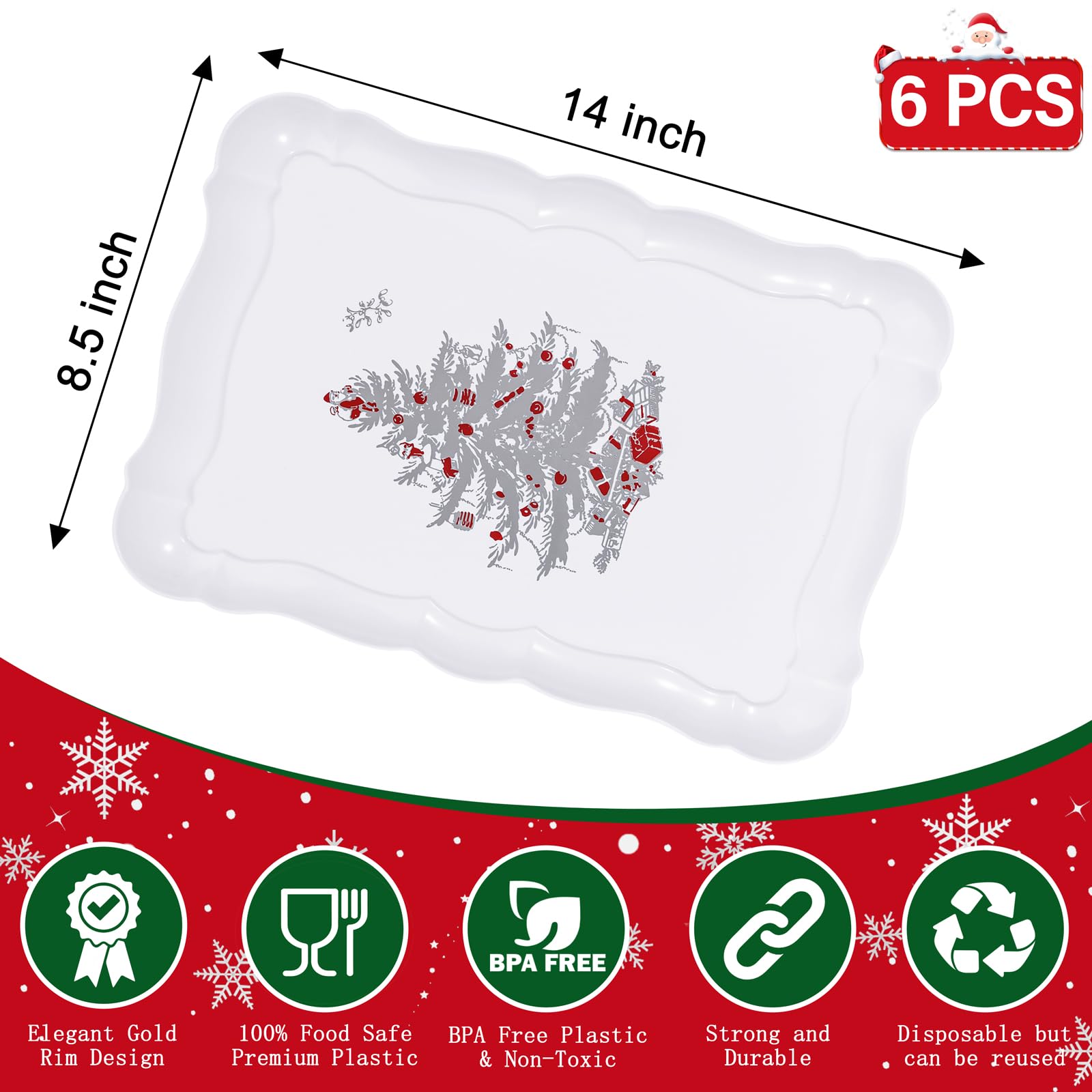 LUODA MirthMood bandeja con diseño de árbol navideño para postres festivos.