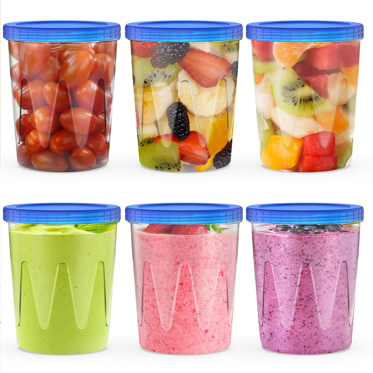 LUOFNI: juego de 6 contenedores de 32 oz con tapa y flecha de apertura.