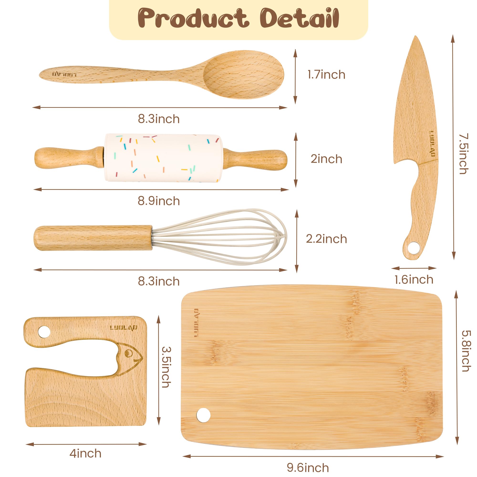 LUOLAO tabla de cortar infantil de madera para manos pequeñas