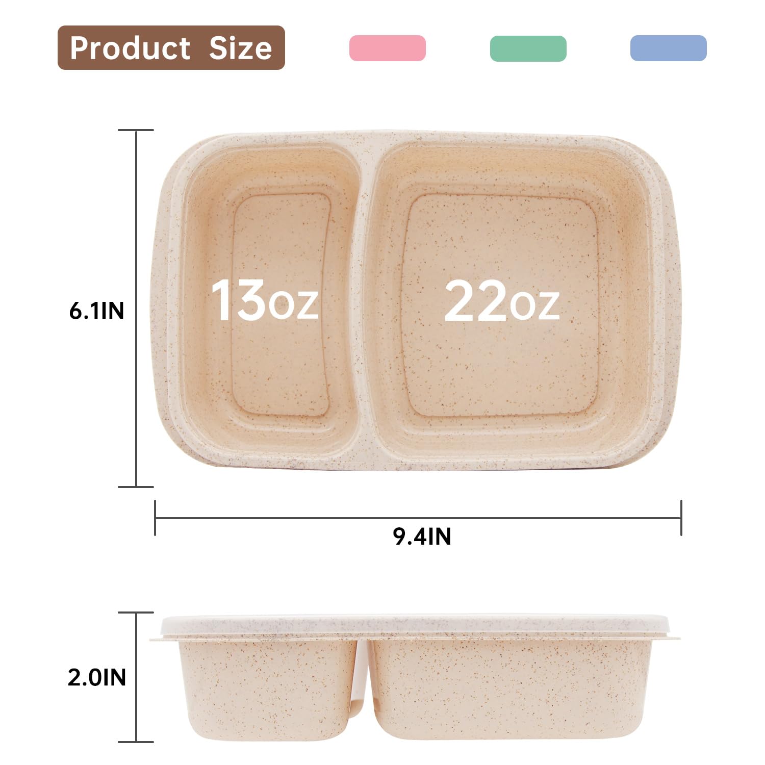 Luriseminger lonchera bento, colores diferentes, facilita distinguir porciones en la mochila
