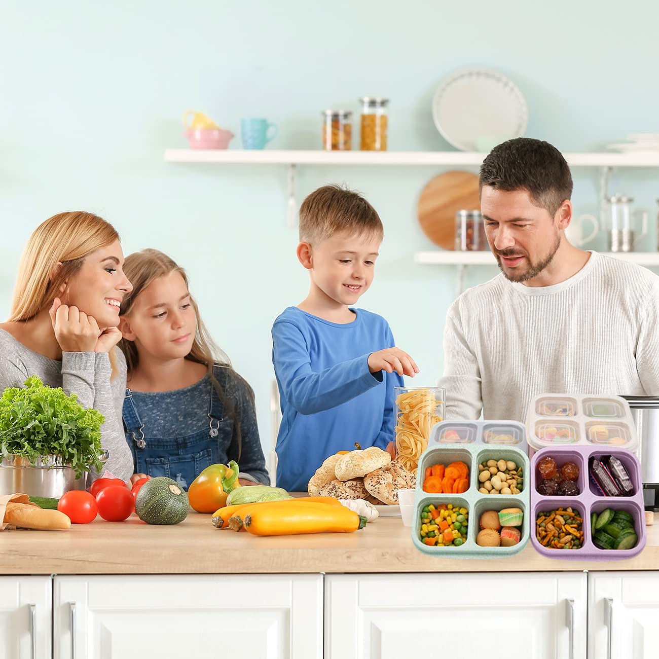 Luriseminger lunchbox con colores diferentes para distinguir comidas.