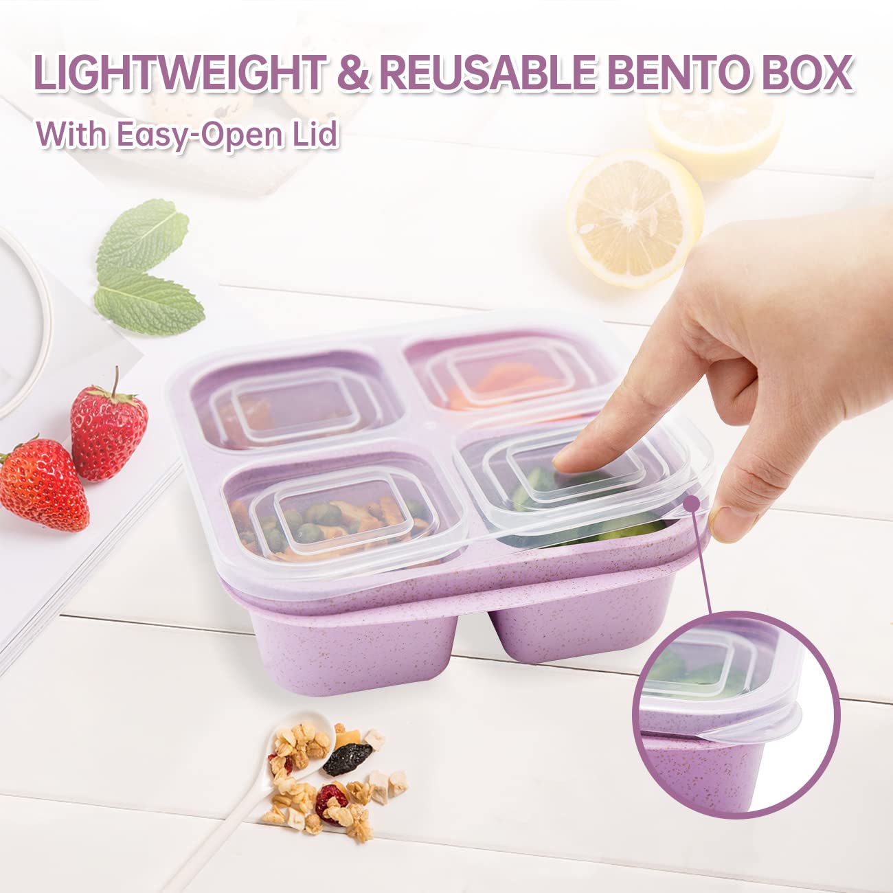 Luriseminger lunchbox de paja de trigo libre de BPA y reutilizable.