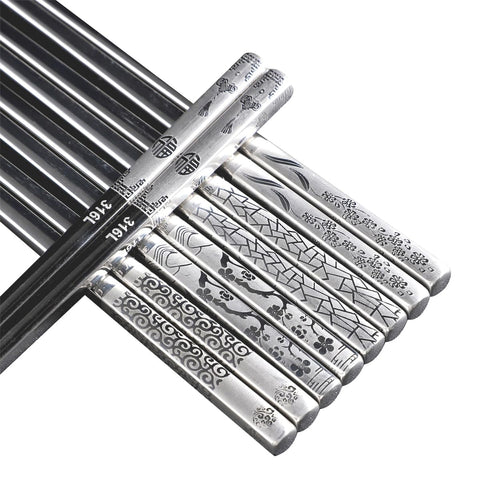 Palillos Lusanville de acero inoxidable con grabado decorativo para realzar la mesa