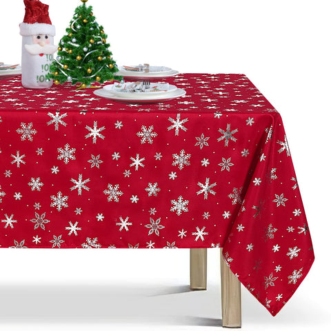 Mantel LUSHVIDA 60x84 con destellos de nieve en efecto metalizado para mesa festiva