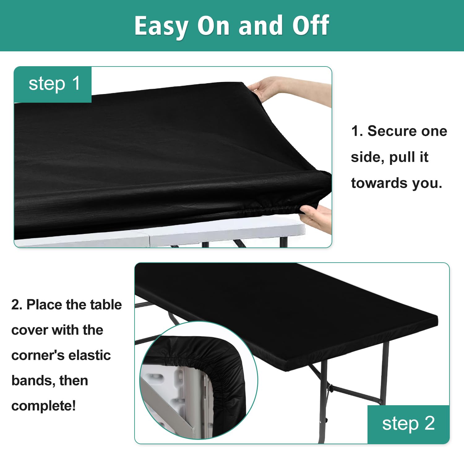 Mantel rectangular LUSHVIDA 30x72 pulgadas en negro para mesas.