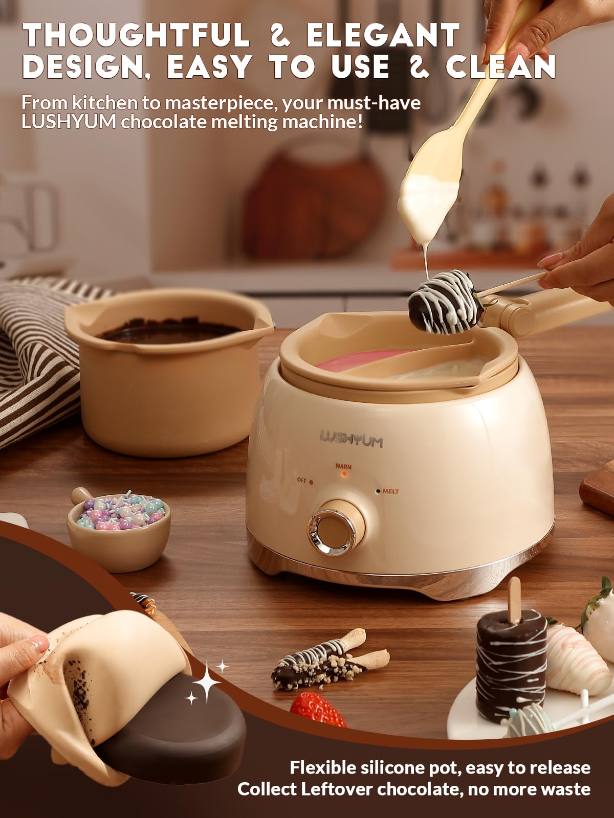 LUSHYUM con dos insertos, ideal para derretir dos sabores.