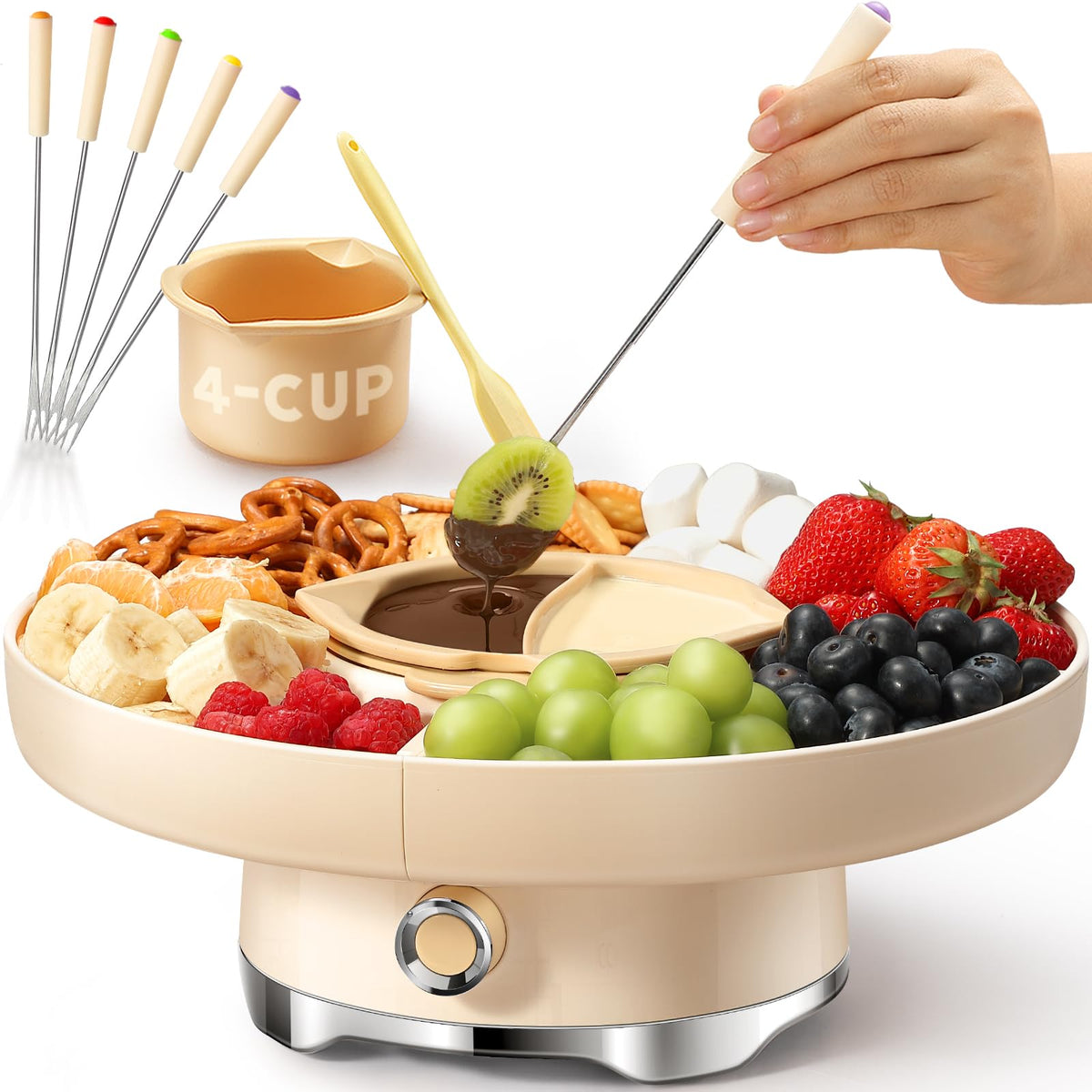 LUSHYUM fondue chocolate conjunto de 4 tazas para reuniones familiares y fiestas.