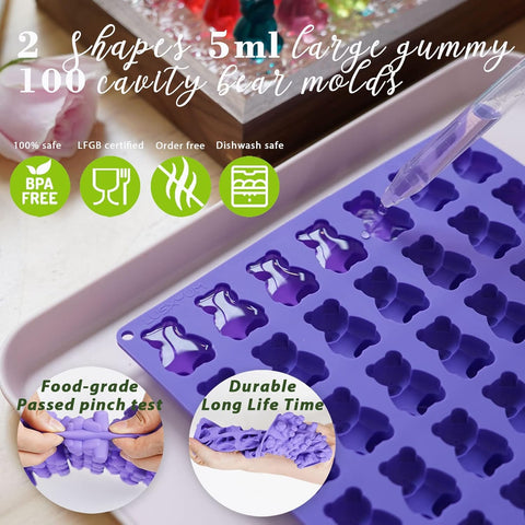 Molde LUSHYUM de silicona para gusanos grandes, desmolde fácil para gominolas.