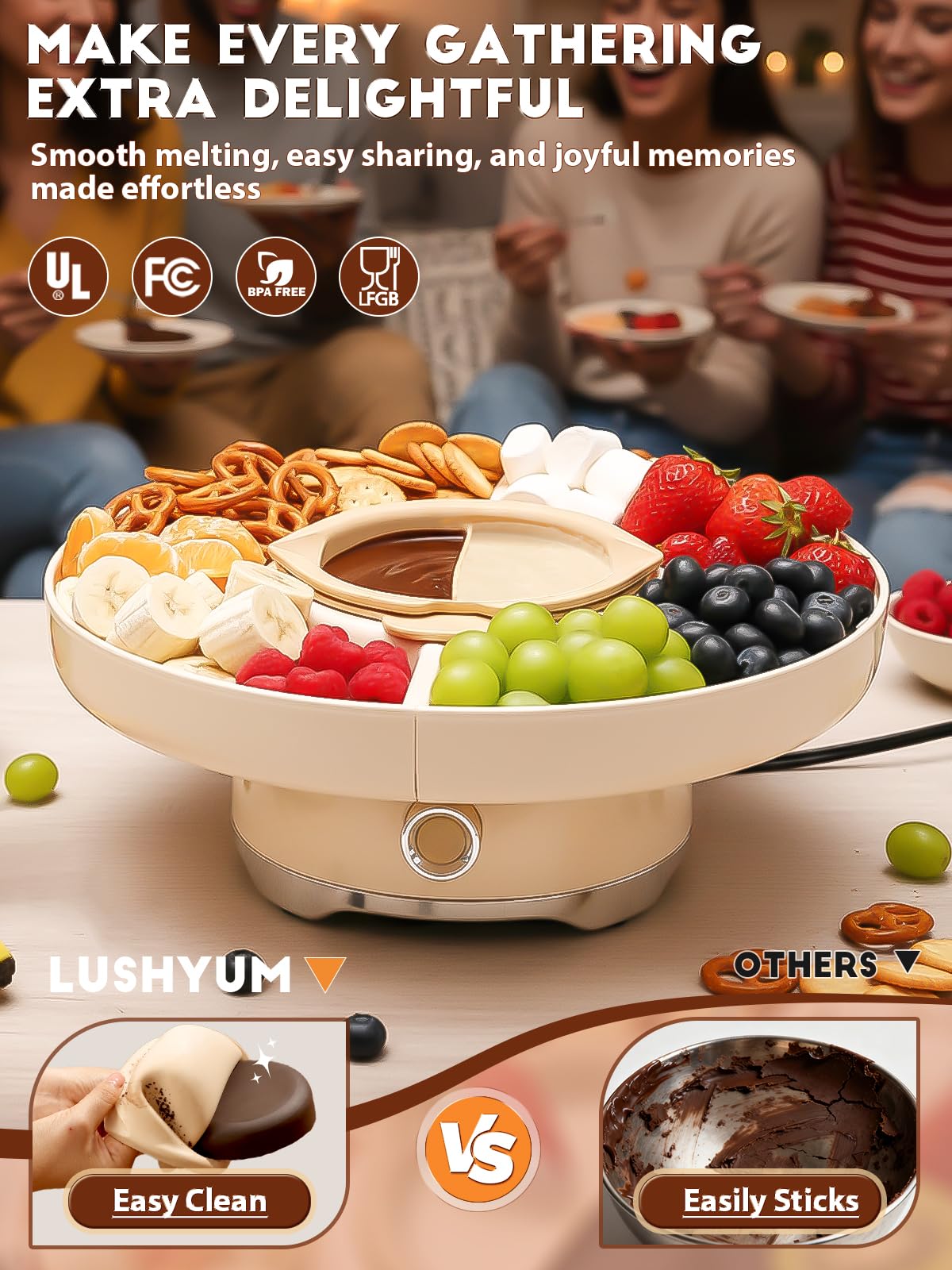 LUSHYUM utensilios incluidos, espátula y tenedores coloreados para segmentar por gusto.