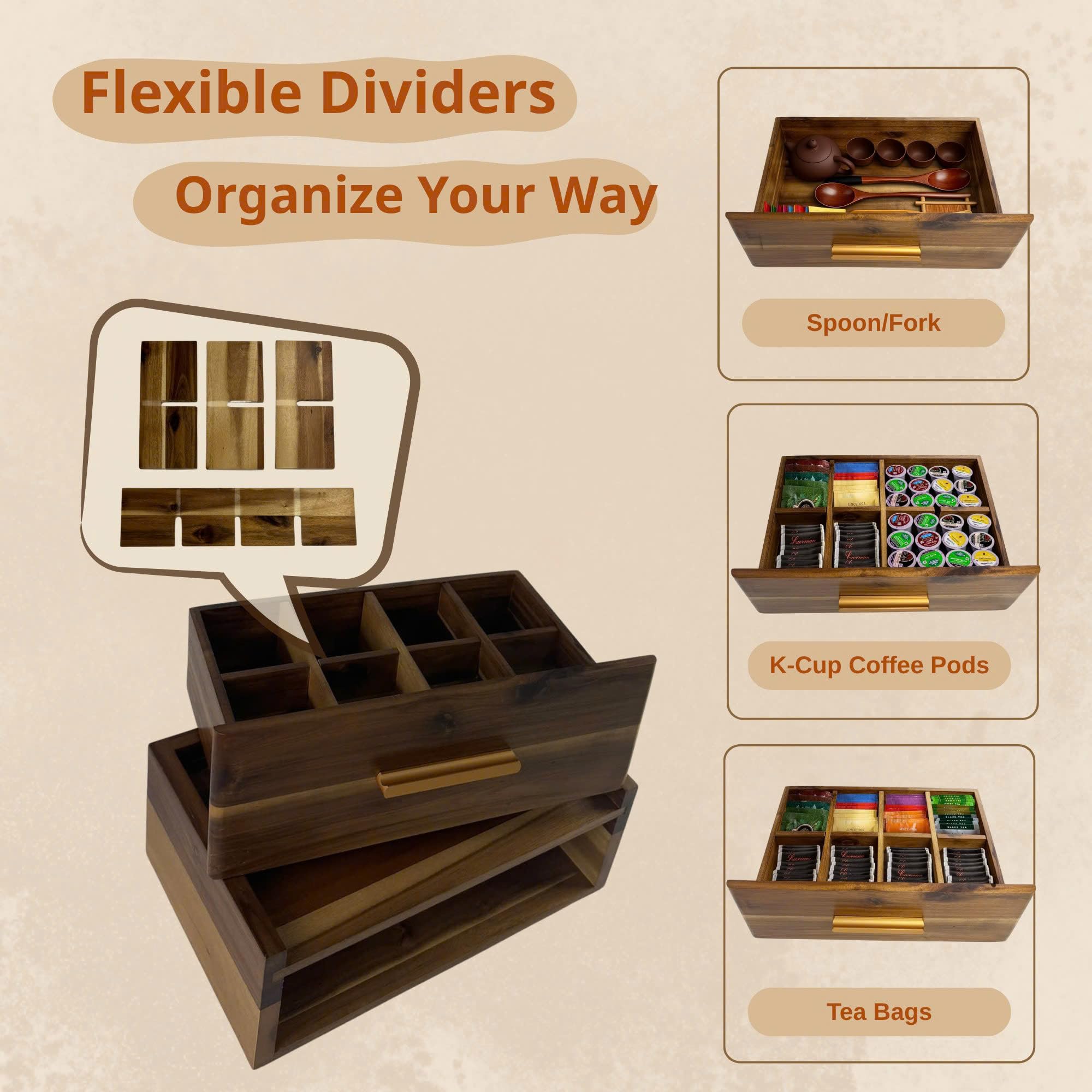 LUSHZLUMBERA Divisiones ajustables para adaptar el espacio de té y accesorios.