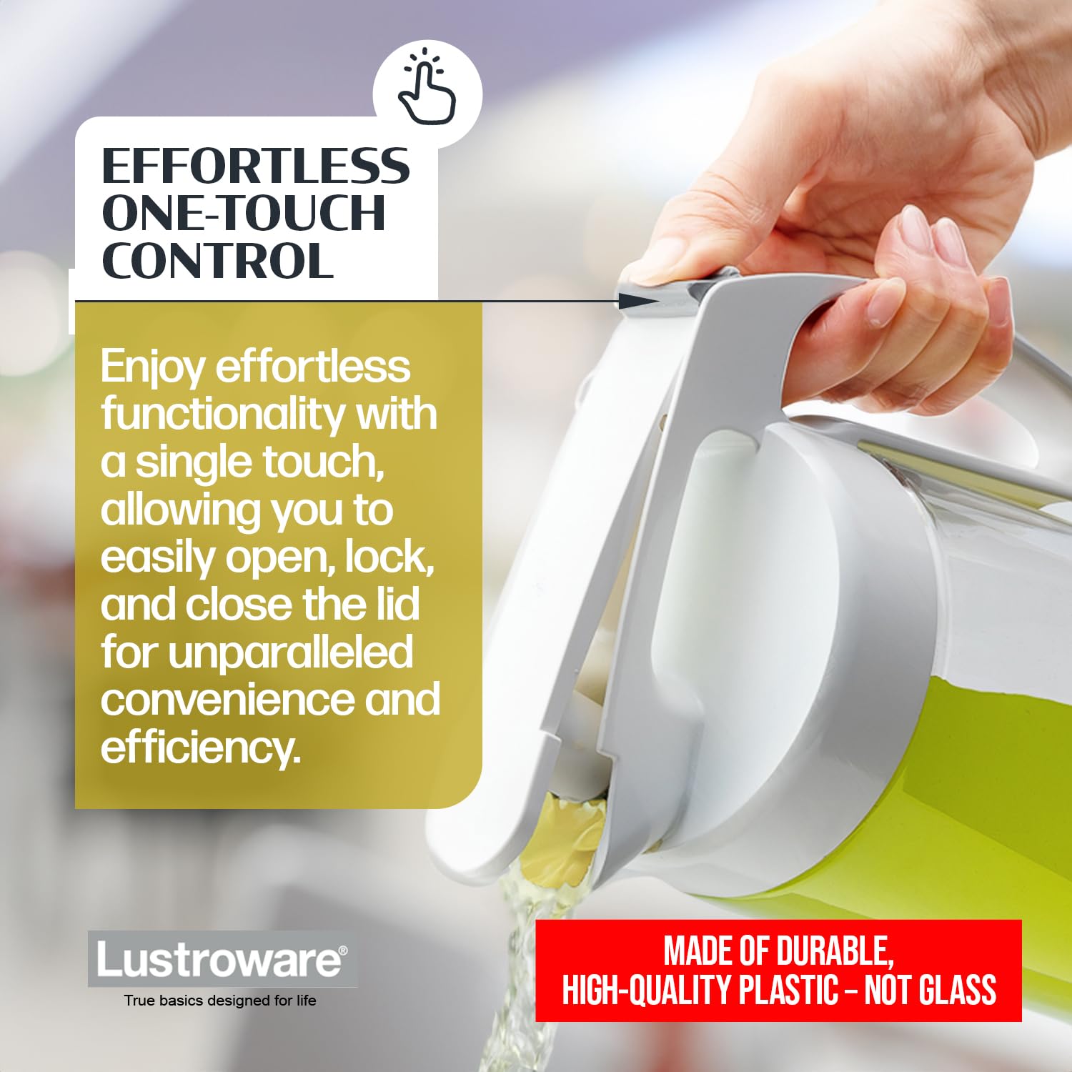 Lustroware QuickServe Jarra 2.1L, capacidad clara para porciones.