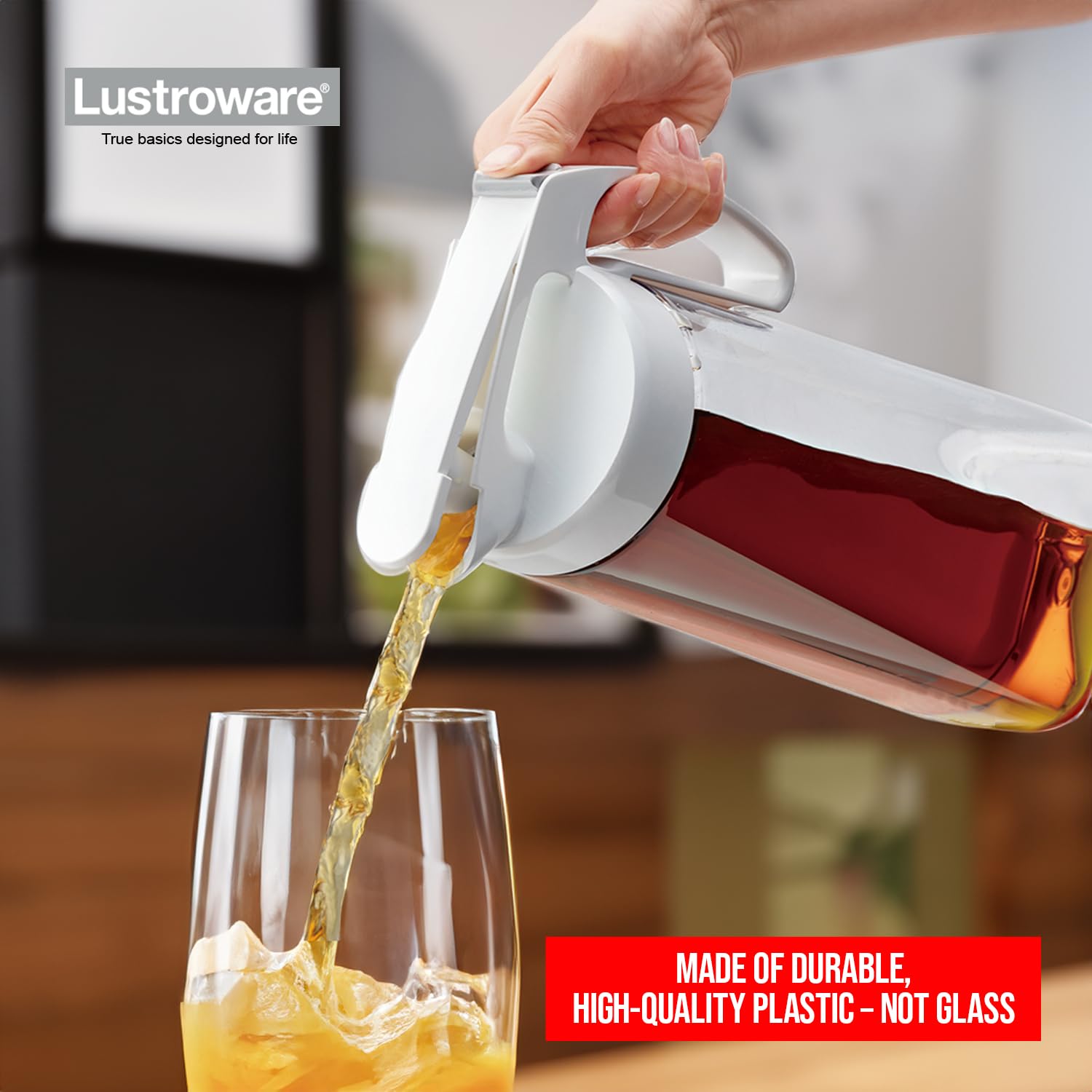 Lustroware QuickServe Jarra 2.1L color blanco para bebidas.