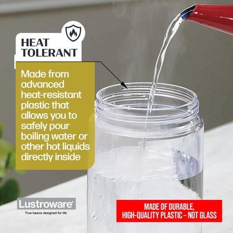 Lustroware QuickServe Jarra 2.1L sin BPA SAN para bebidas seguras.