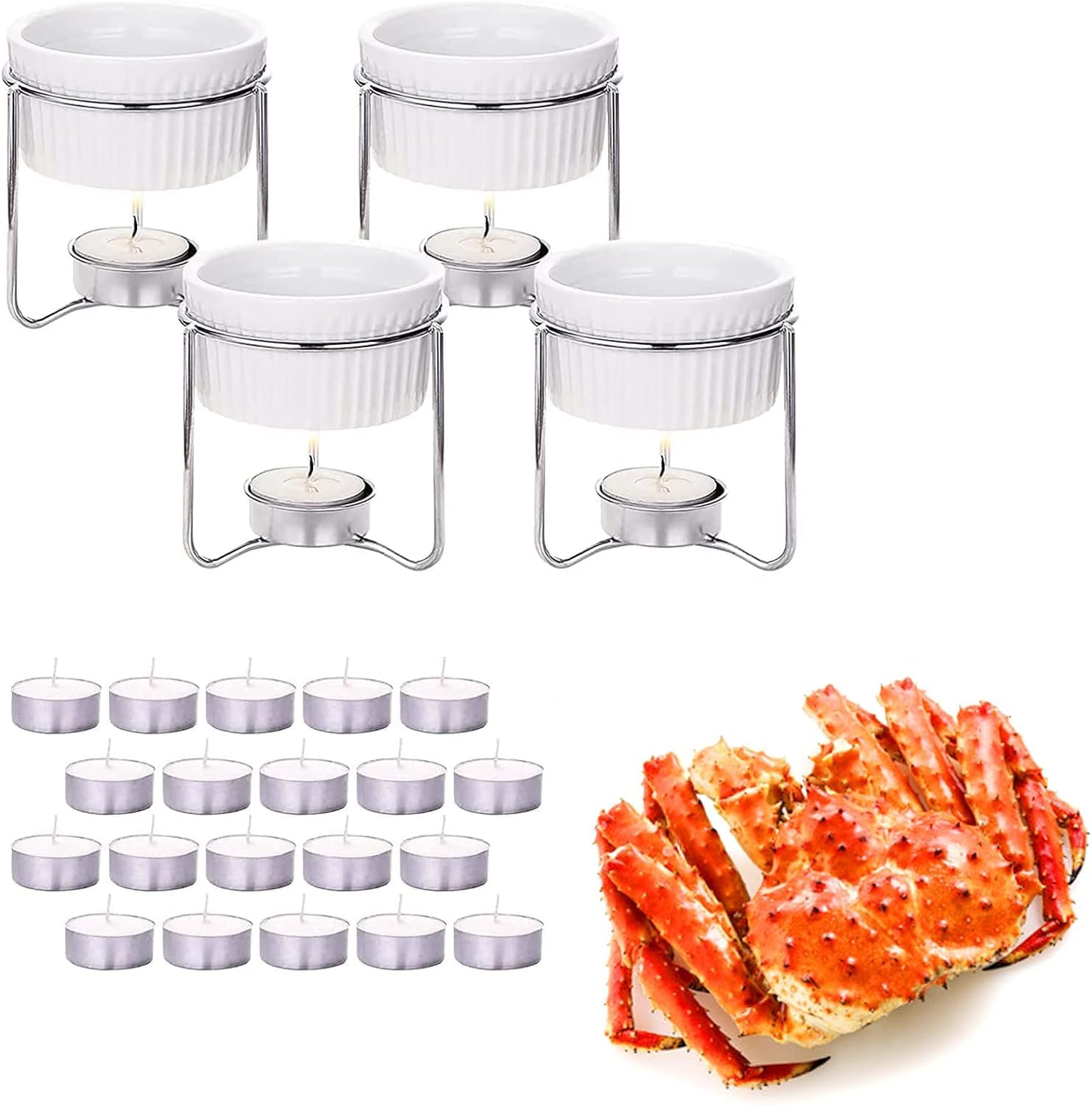 Luvan calentadores de mantequilla cerámicos para mariscos, calor suave.
