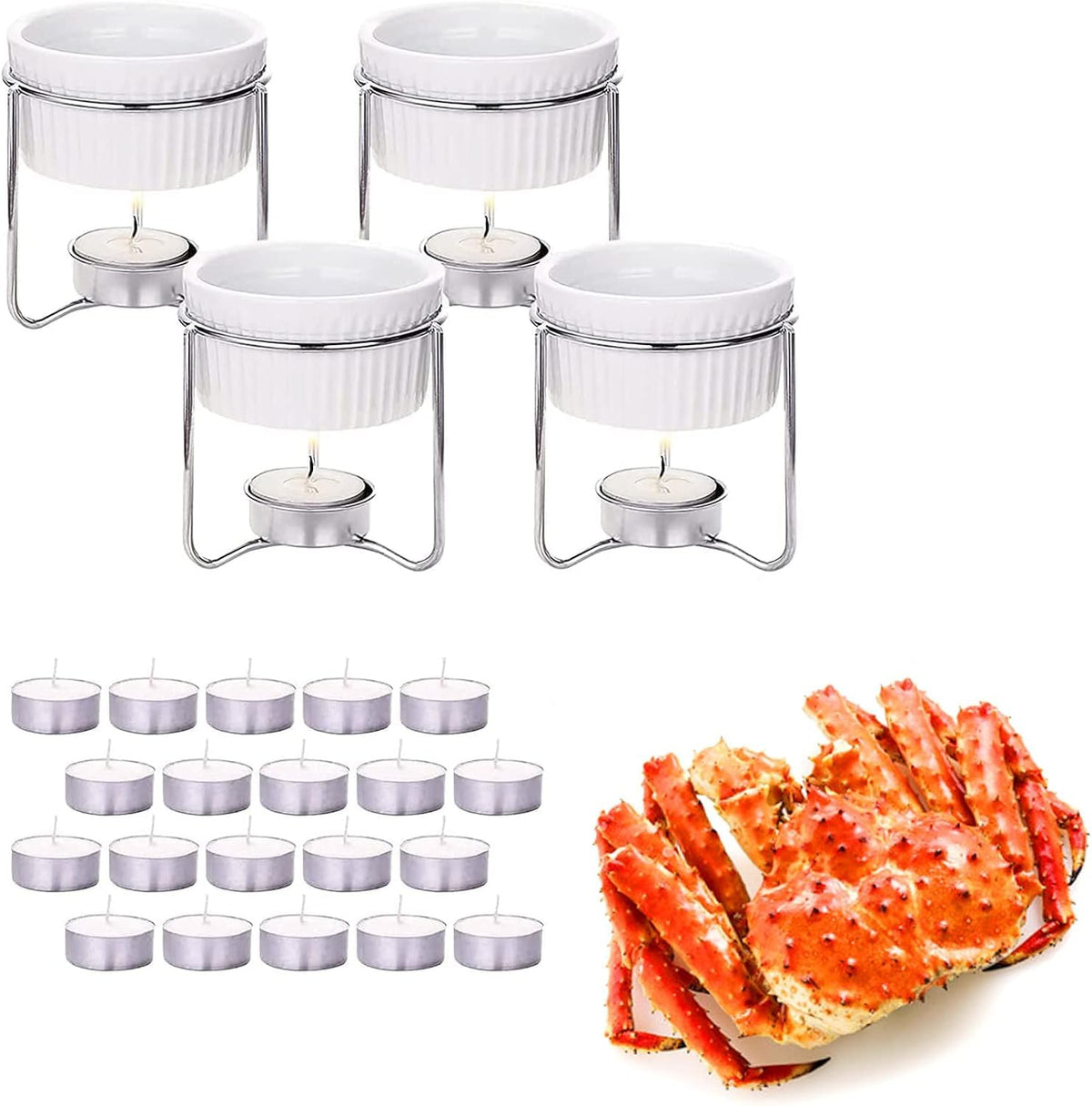 Luvan calentadores de mantequilla cerámicos para mariscos, calor suave.