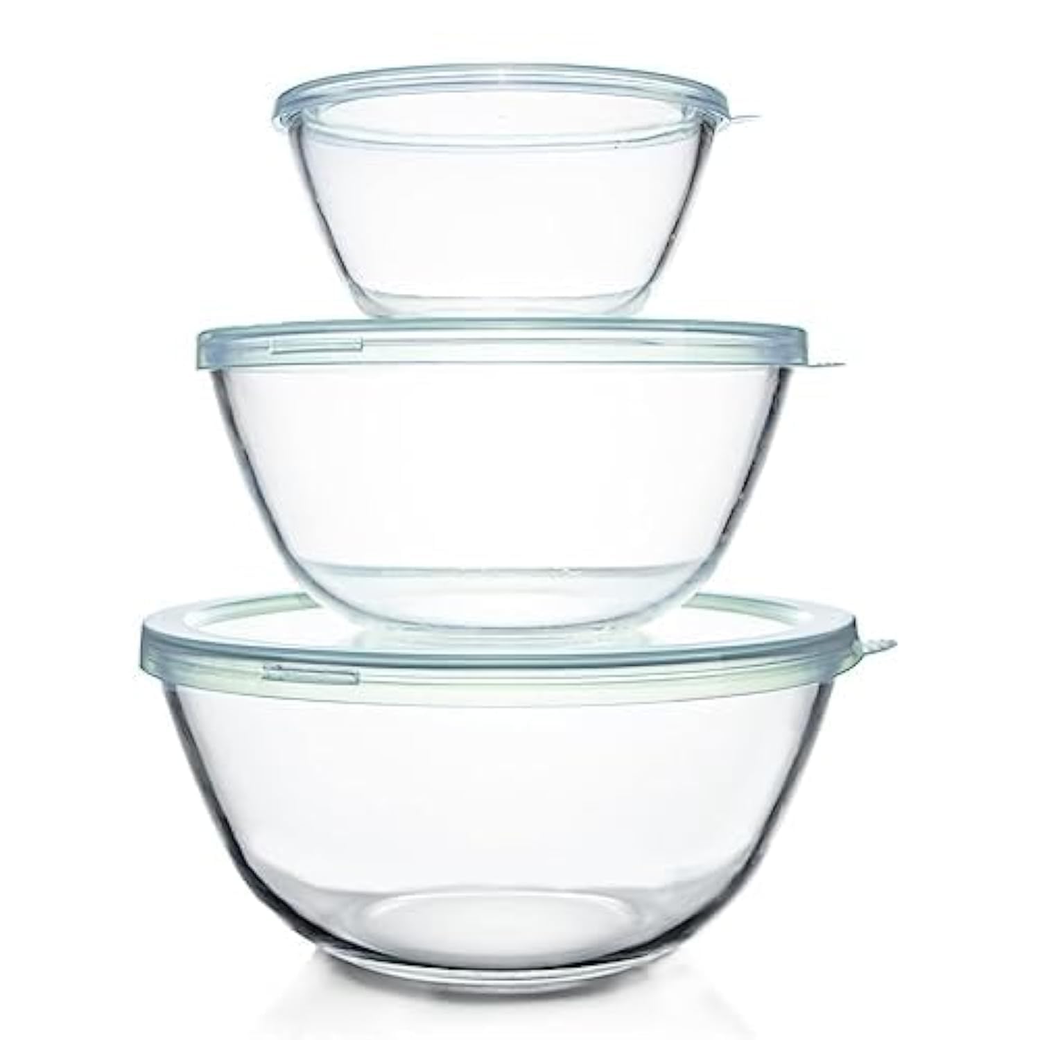 Luvan cuencos de vidrio 4.5 qt con tapas para mezclar y almacenar