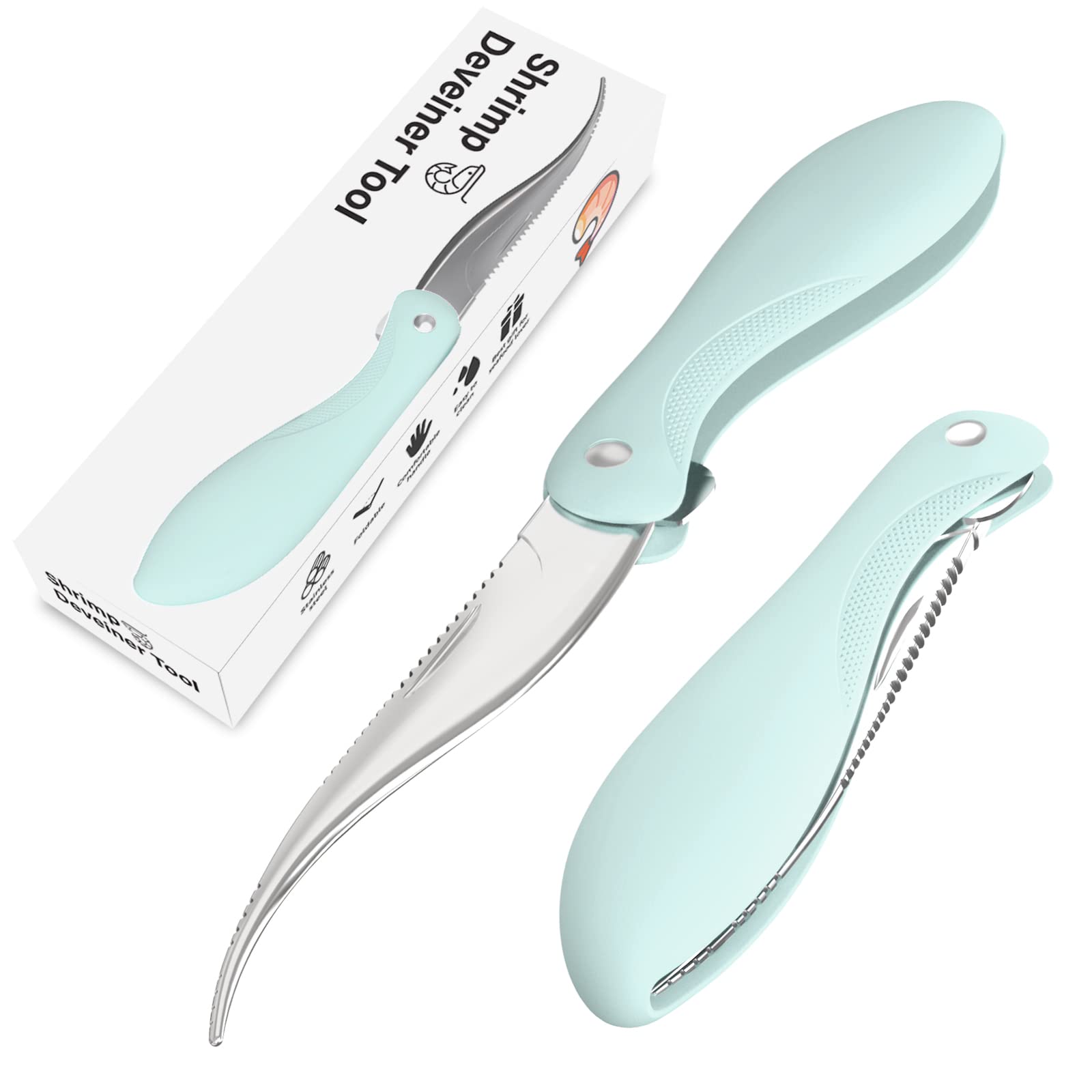 Luvan desvenador de camarones con cuchilla afilada de acero inoxidable para desvenar rápido.
