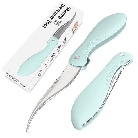 Luvan desvenador de camarones con cuchilla afilada de acero inoxidable para desvenar rápido.