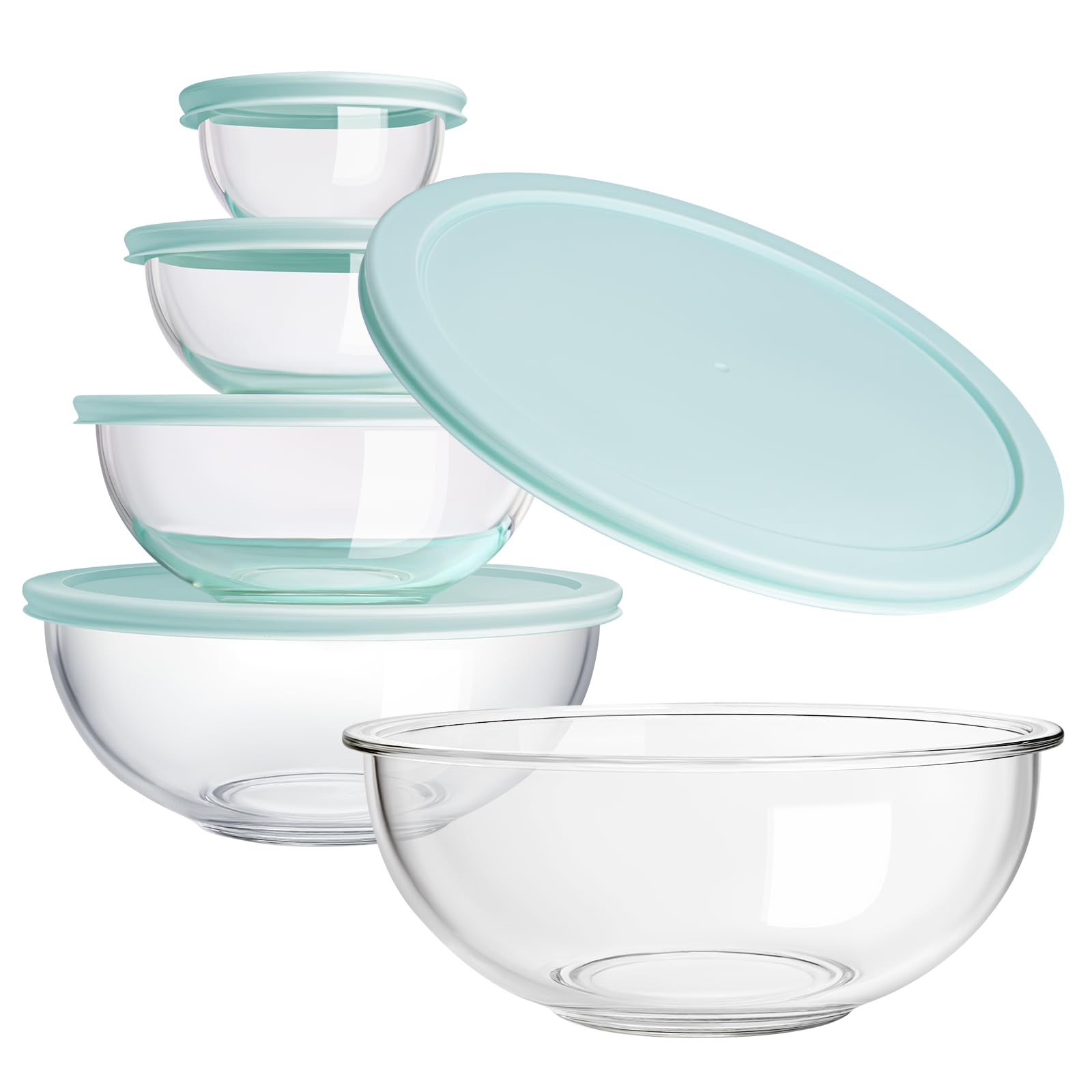 Tazones de vidrio Luvan 0,5 qt con tapa para refrigerar y conservar.