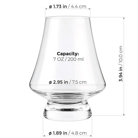 Copa Luxbe de cristal para whisky, cognac o brandy, uso versátil.