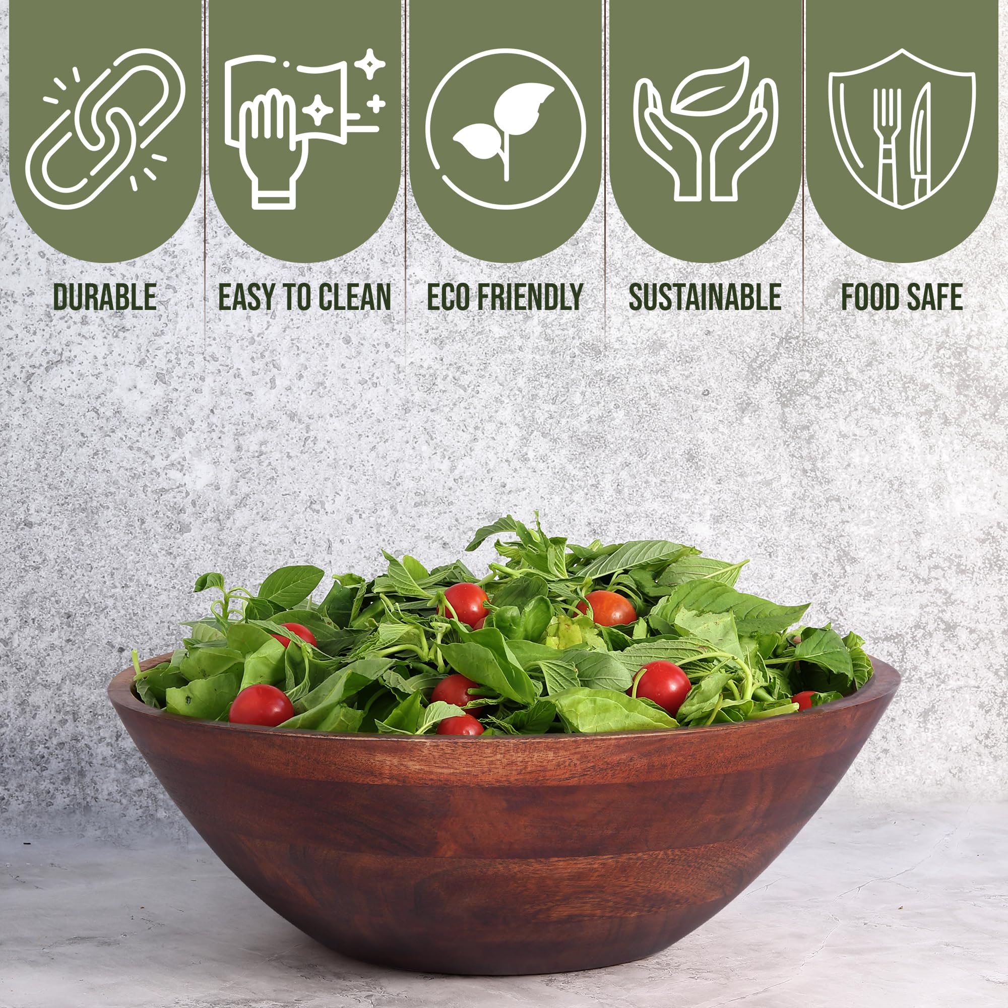 Cuidado y limpieza fáciles con Luxe Designs para esta ensaladera.