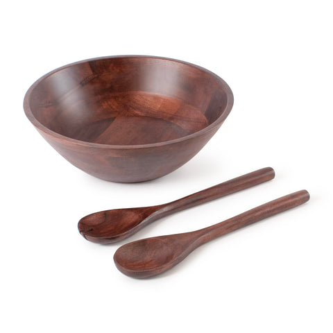 La ensaladera Luxe Designs de madera oscura, 12 pulgadas, ideal para servir ensaladas con estilo.
