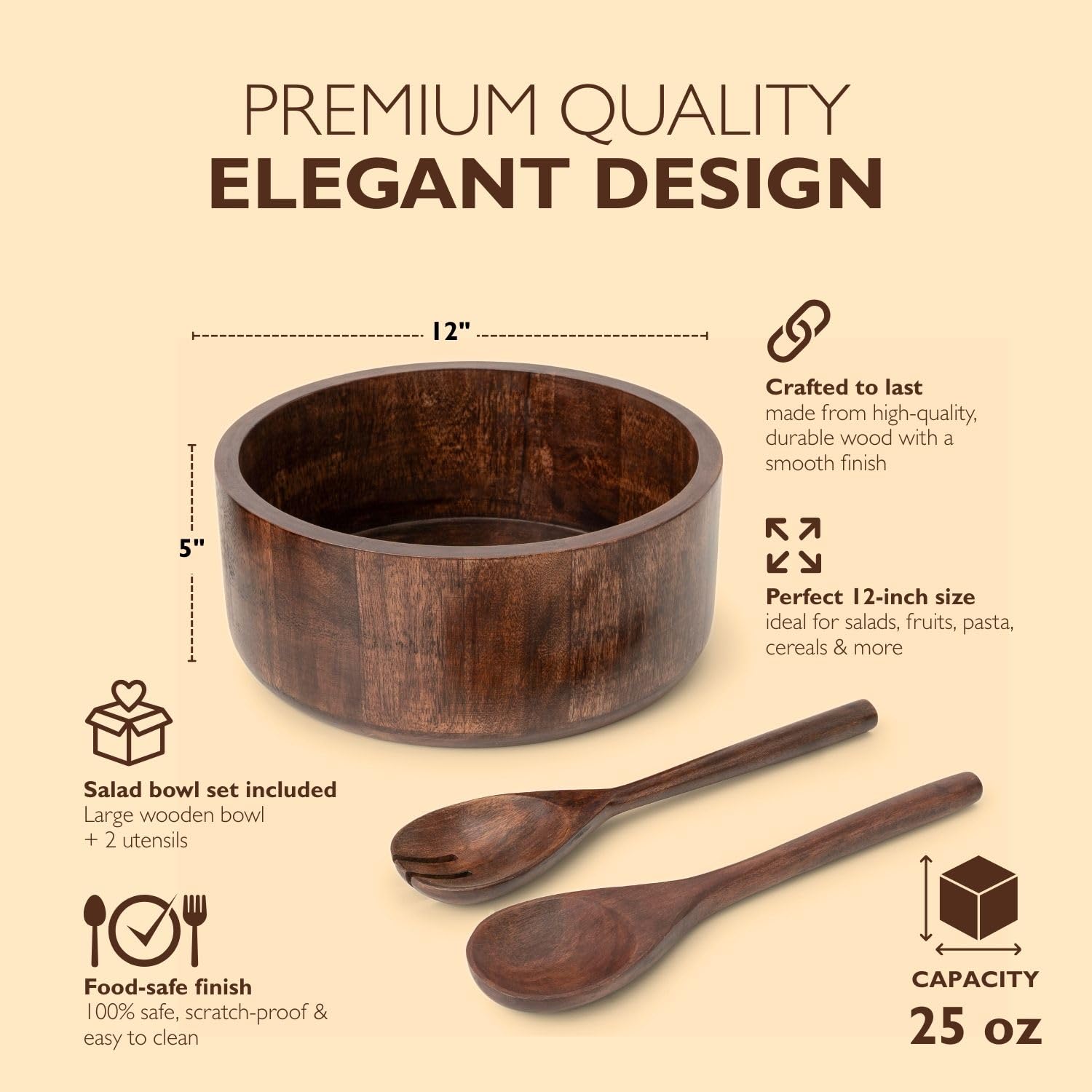 Luxe Designs cuchara para ensalada de madera añade estilo práctico