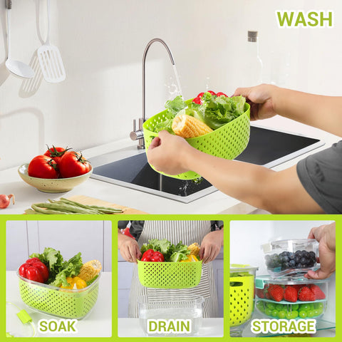 LUXEAR drenaje-colador base facilita lavar y escurrir frutas y verduras.