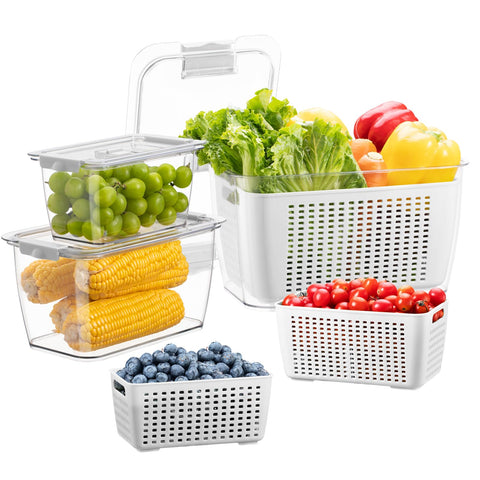LUXEAR contenedores 3pack para conservar frutas y verduras frescas en la nevera