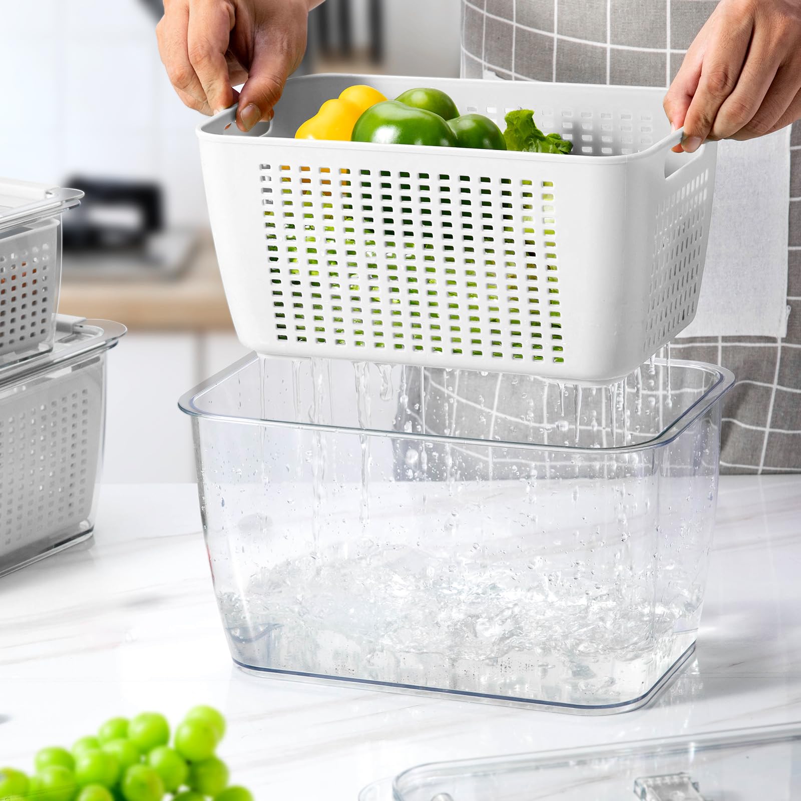 Cesta y colador extraíble de LUXEAR para lavar y escurrir frutas y verduras