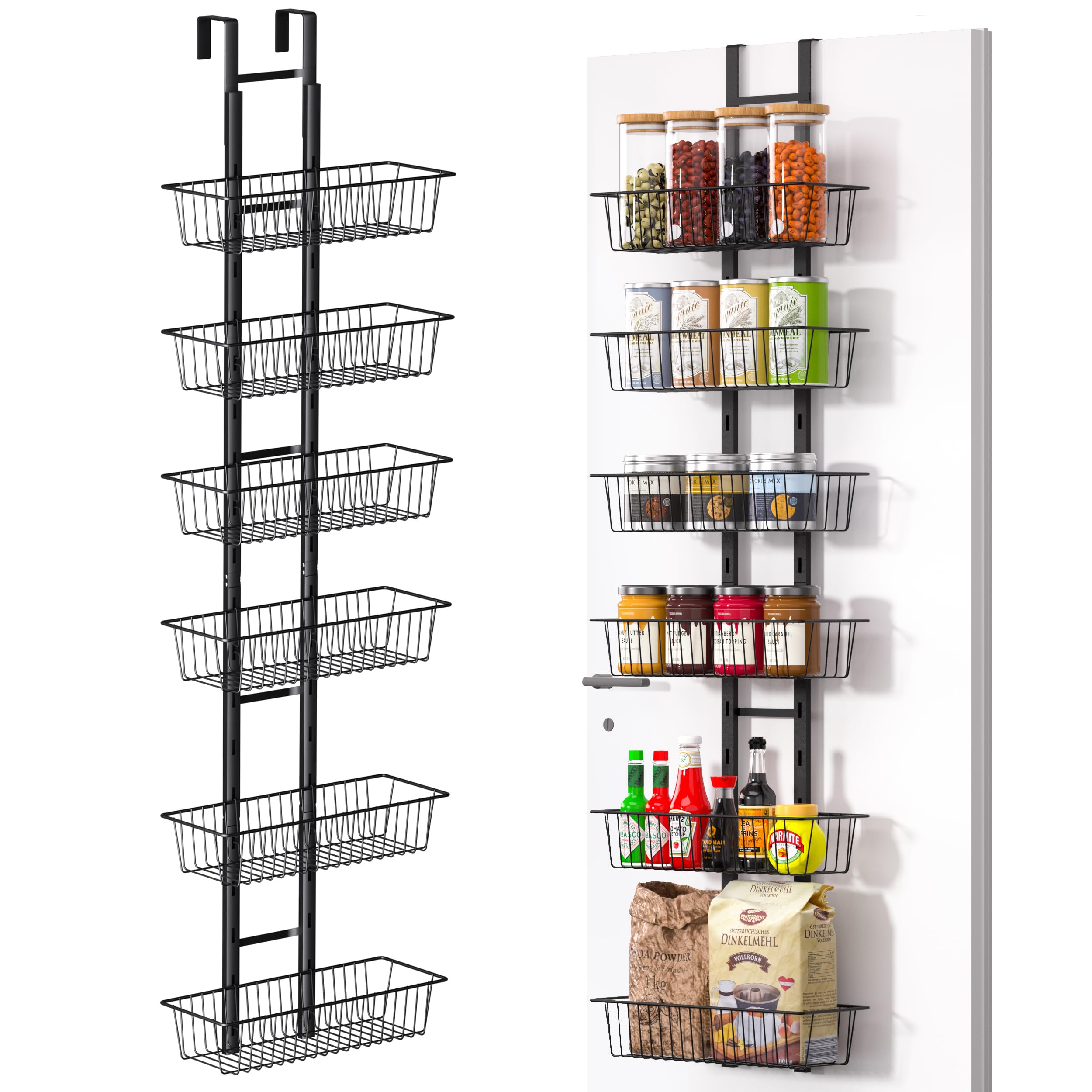 LUXEAR organizador-despensa-puerta con 6 bandejas ajustables para optimizar la cocina