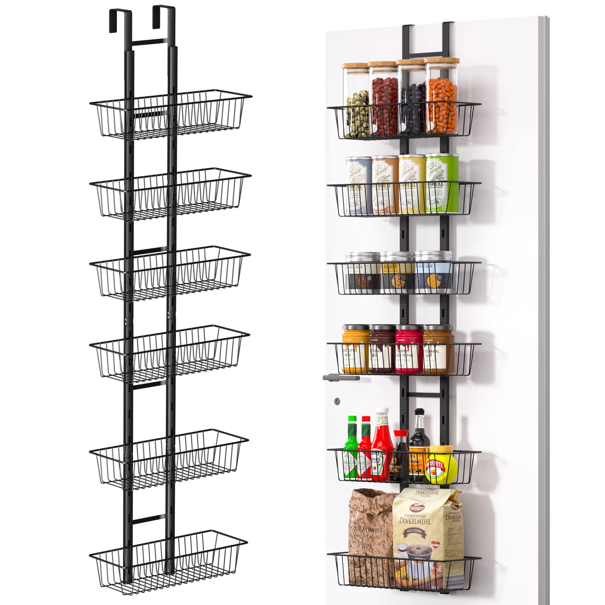 LUXEAR organizador-despensa-puerta con 6 bandejas ajustables para optimizar la cocina