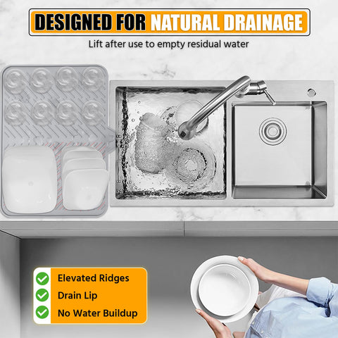 Luxet superficie con relieve diagonal dirige el agua al fregadero