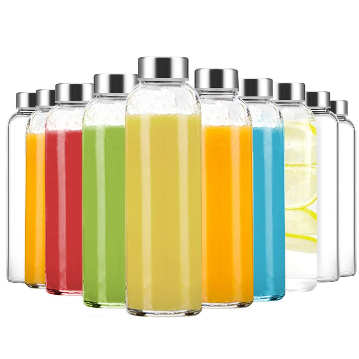 Luxfuel botella de vidrio 24 oz con tapa de acero inoxidable, ideal para jugos